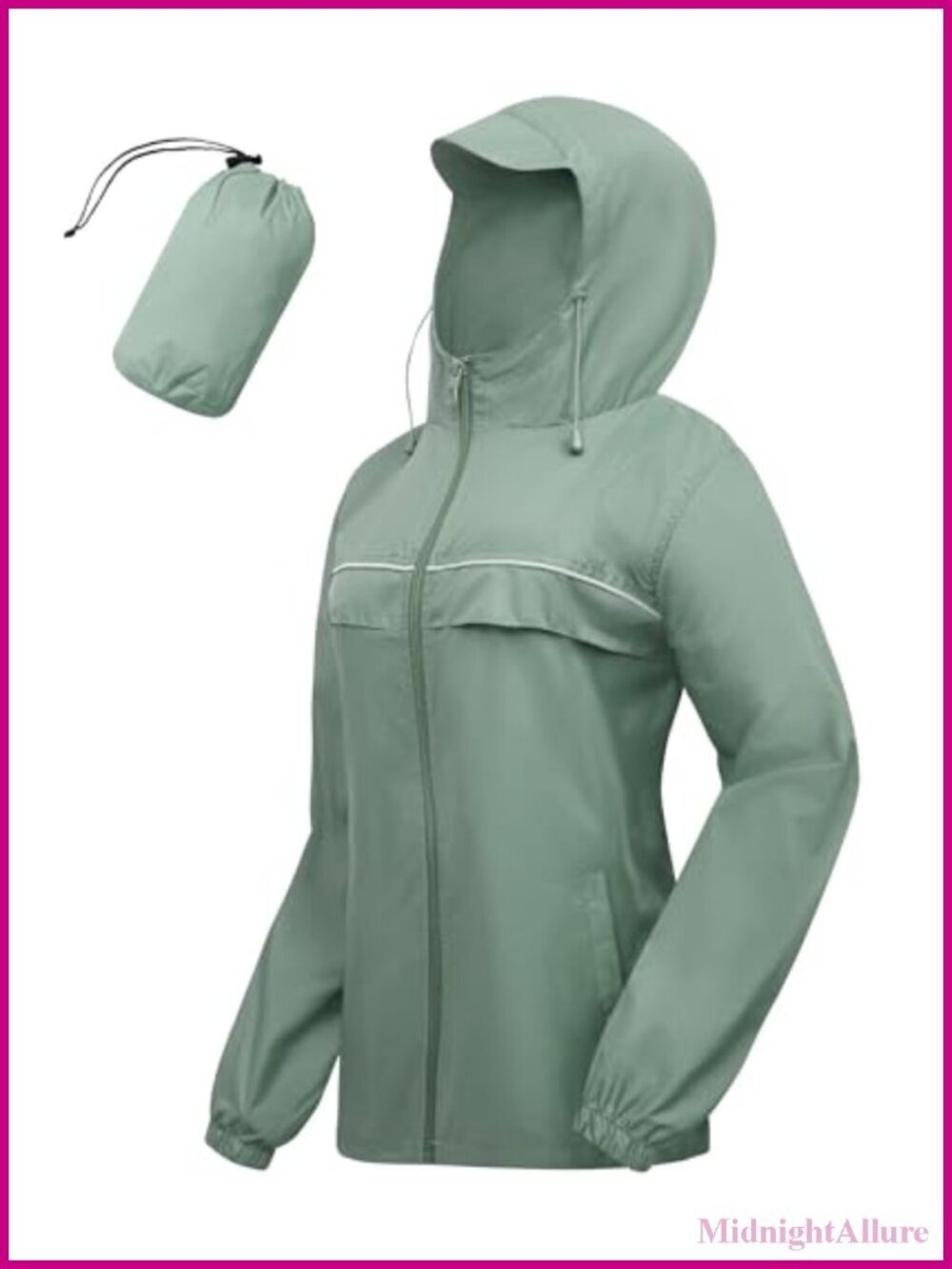 Lightweight Packable Waterproof Rain Jacket with Hood for Hiking Running